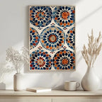 Moroccan Courtyard Mosaic Canvas Print — Mediterranean Arch Wall Art