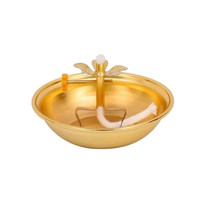 Brass Butter Oil Lamp — Traditional Buddhist Prayer Light