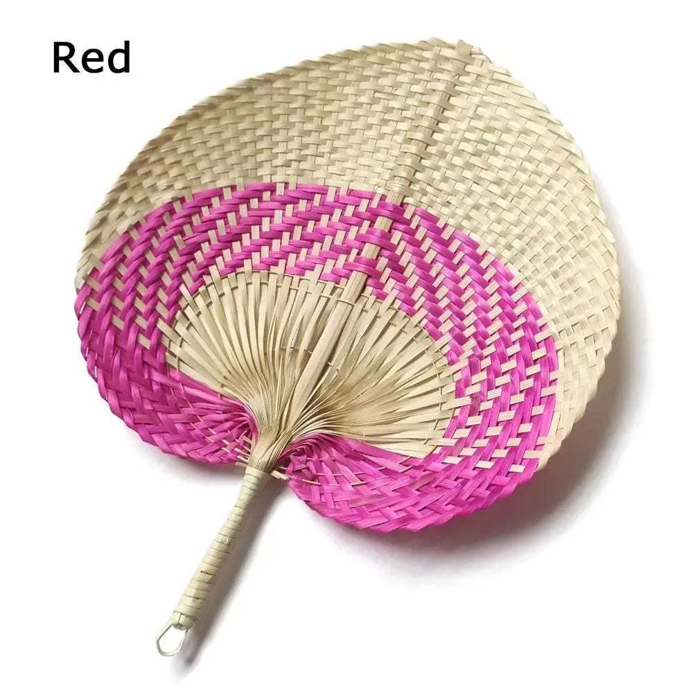 Handmade Peach Shaped Bamboo Woven Cooling Fan Straw Hand-woven Fan Summer Bamboo Artificial Cooling Fan Woven Fan Home Decor
