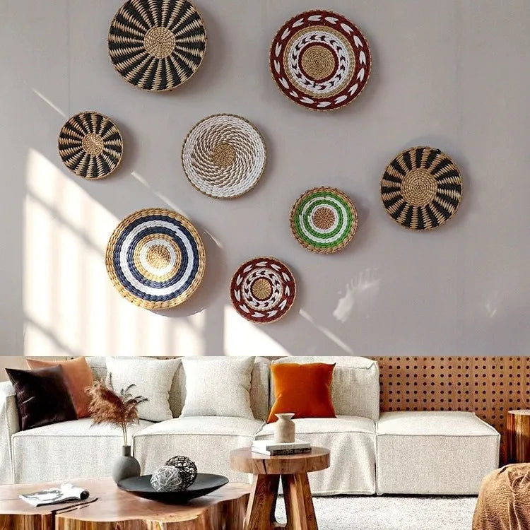 Boho Woven Wall Basket — Handcrafted Rattan Wall Décor