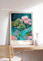 Yayoi Kusama Pink Jellyfish — Mount Fuji Abstract Canvas Print
