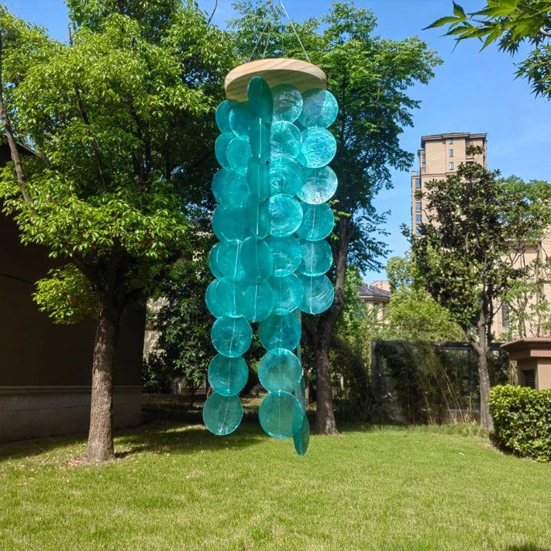 Natural Rainbow Capiz Shell Wind Chime – Handwoven Hanging Ornament