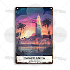 Maghreb Cityscape Metal Sign — North African Travel Wall Décor