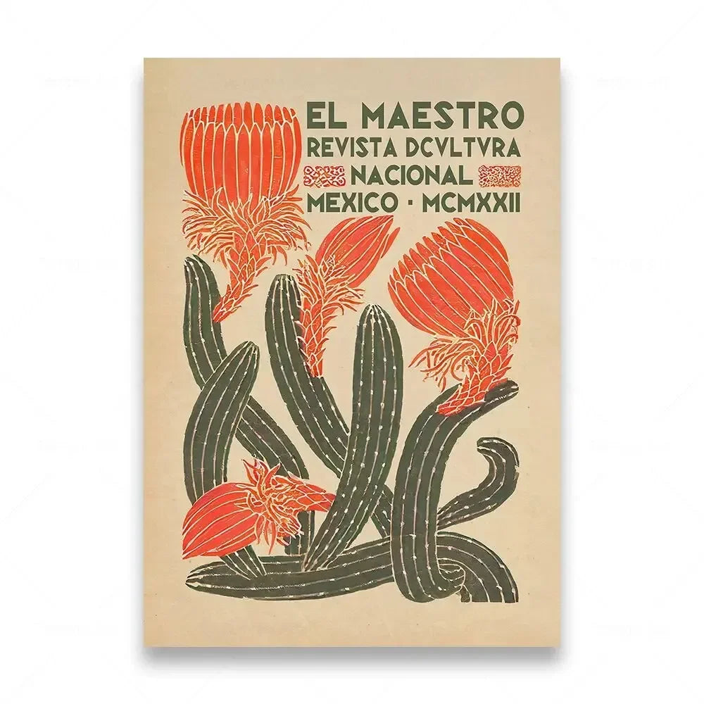 Mexican Folk Art Canvas Print — Vintage-Style Wall Art Poster