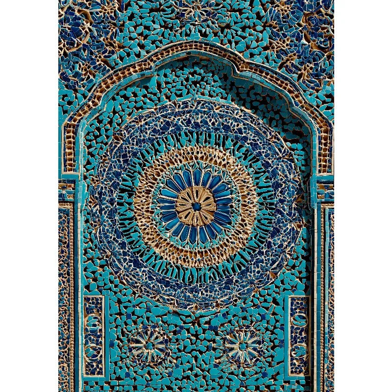 Moroccan Courtyard Mosaic Canvas Print — Mediterranean Arch Wall Art