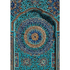 Moroccan Courtyard Mosaic Canvas Print — Mediterranean Arch Wall Art