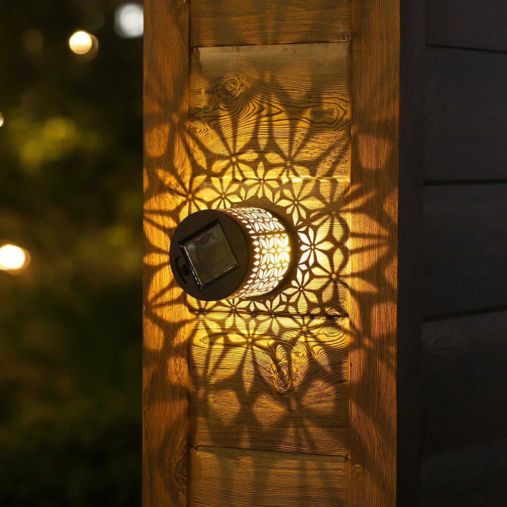 Solar Datura Lantern Wall Light — Outdoor Garden & Patio Lamp
