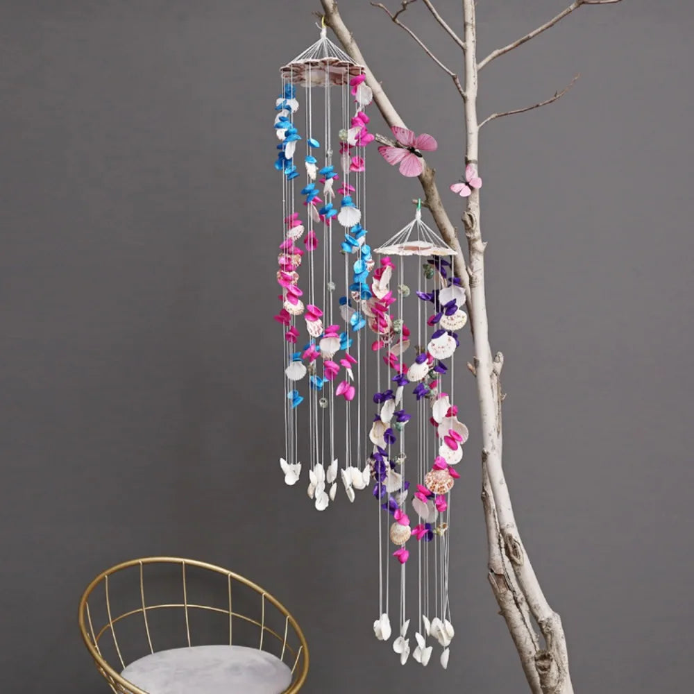 Colorful Shell Wind Chimes Yard Hanging Decor Exquisite White Wind Bell Pendant Birthday Gifts Crafts Gift Hanging Ornament