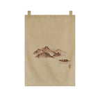 Japanese Tea Room Noren Curtain — Koi Fish & Kanji Calligraphy Panel Set