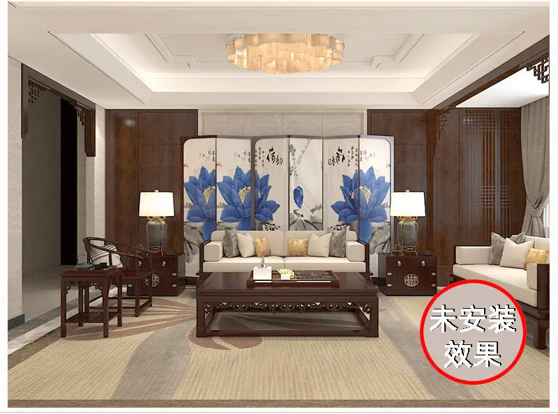 Japanese Wooden Room Divider — Hollow Screen Partition Panels