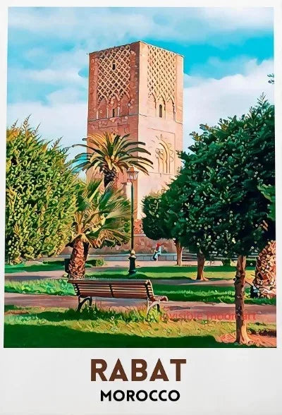 Casablanca & Marrakesh Travel Poster — Moroccan Architecture Canvas Print