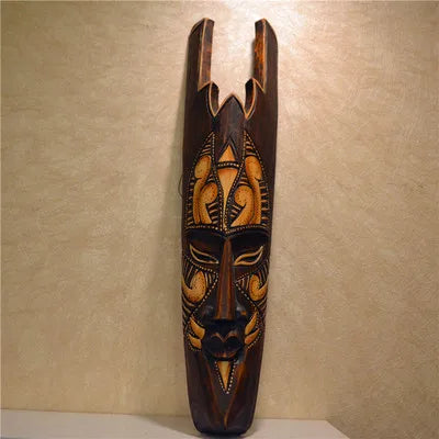 Hand-Carved African Stone Mask — Wooden Wall Hanging