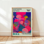Yayoi Kusama Pink Jellyfish — Mount Fuji Abstract Canvas Print