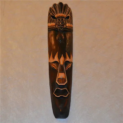 Hand-Carved African Stone Mask — Wooden Wall Hanging