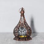 Moroccan Iron Lantern — Hand-Pierced Hanging Candle Holder
