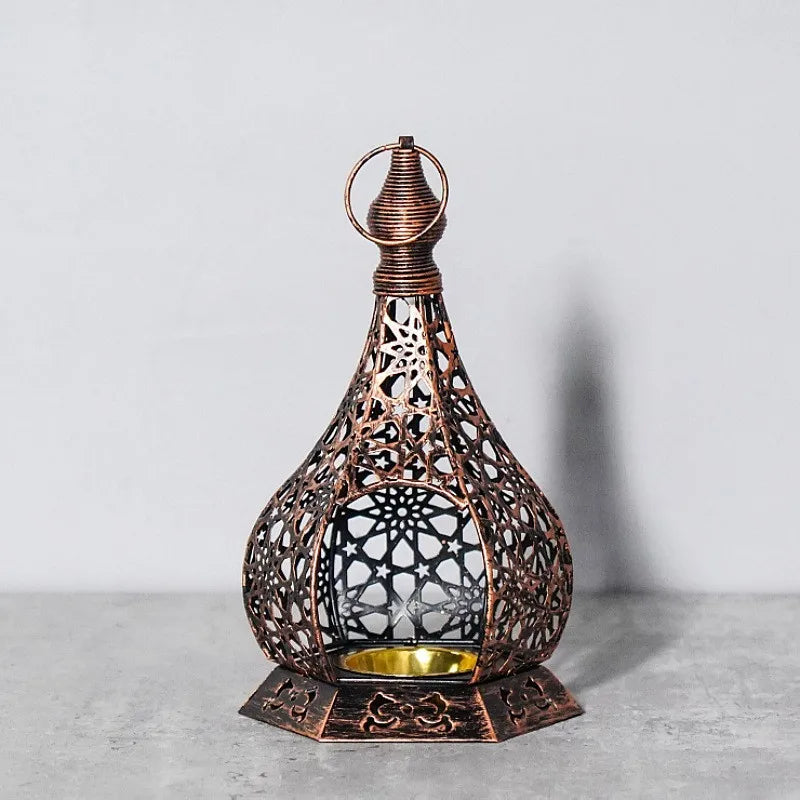 Moroccan Iron Lantern — Hand-Pierced Hanging Candle Holder