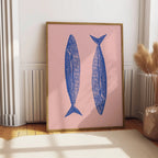 Vintage Koi Fish Canvas Print — Japandi Aesthetic Wall Art
