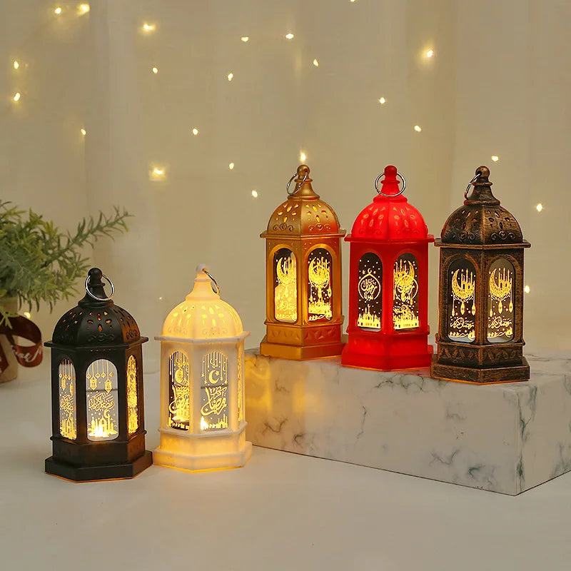 Ramadan LED Lantern — Etched Islamic Motif Table Decor