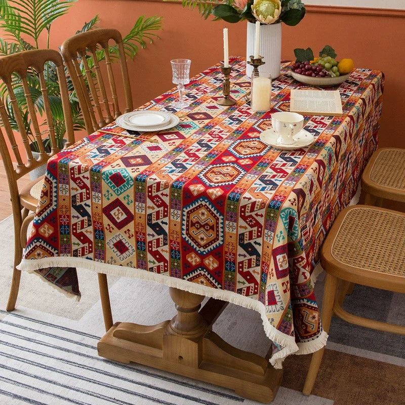 Moroccan Floral Tablecloth — Vintage Pattern Rectangular Table Cover