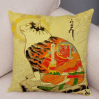 Samurai Cat Cushion Cover — Vintage Japanese Tattoo Art