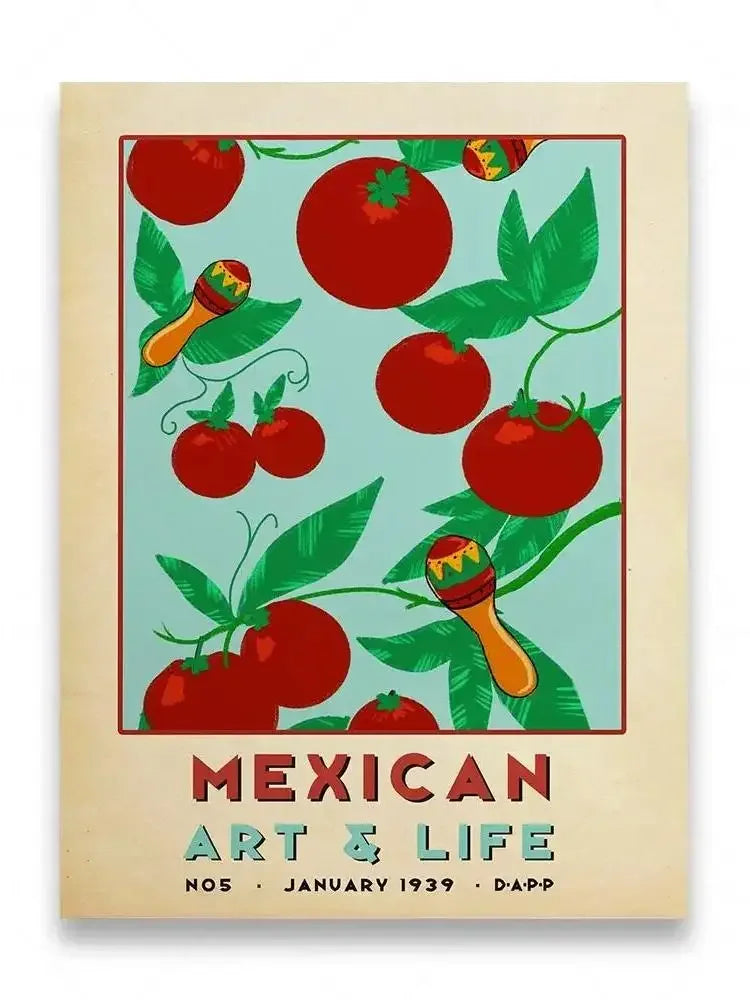 Mexican Folk Art Canvas Print — Vintage-Style Wall Art Poster