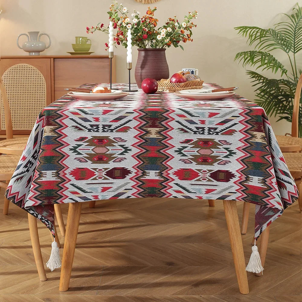 Moroccan Floral Tablecloth — Vintage Pattern Rectangular Table Cover