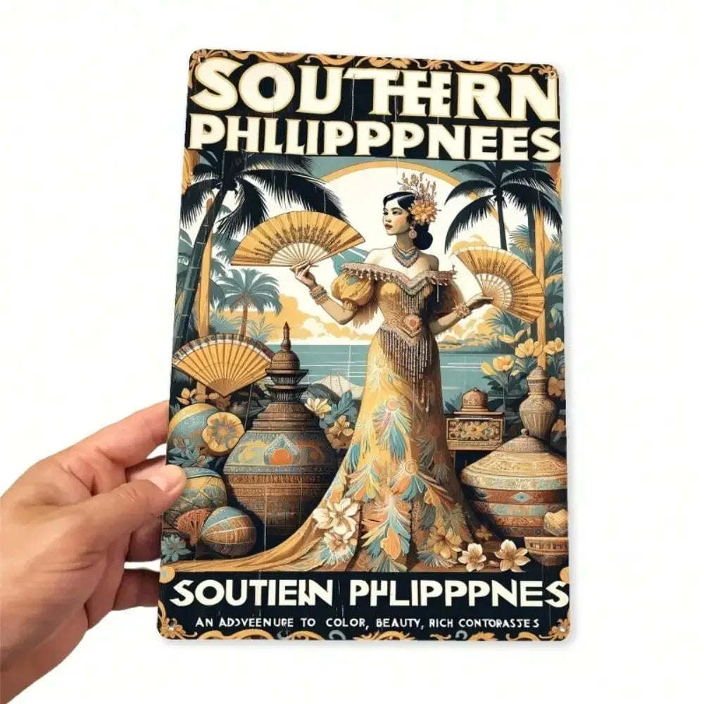 Vintage Philippines Metal Sign Tropical Beach Wall Art Decor
