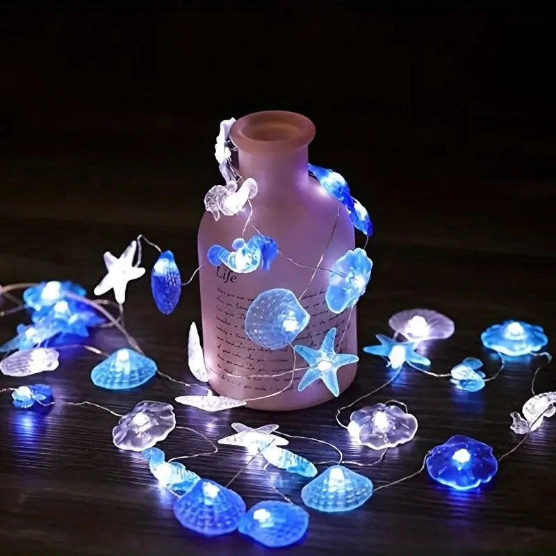 Ocean Shell LED Fairy Lights — Seahorse & Starfish String Lights