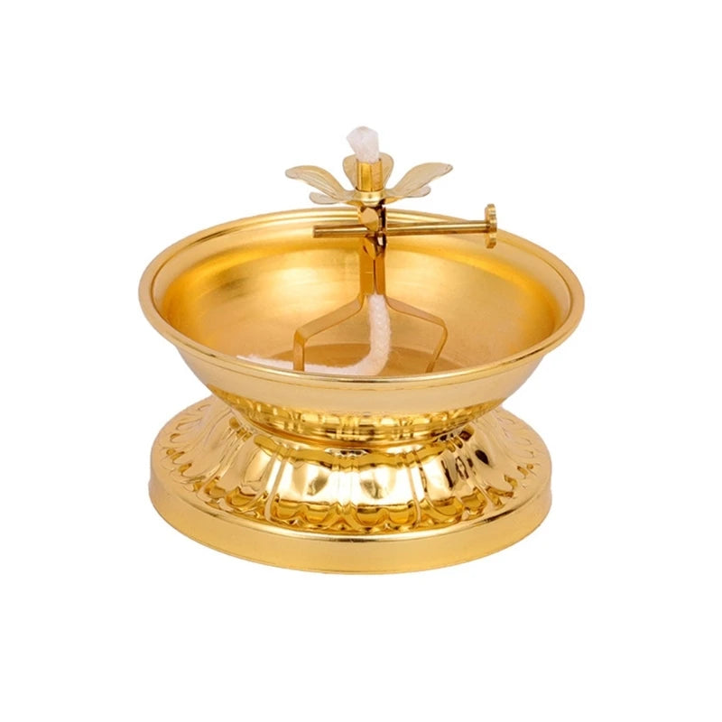 Brass Butter Oil Lamp — Traditional Buddhist Prayer Light
