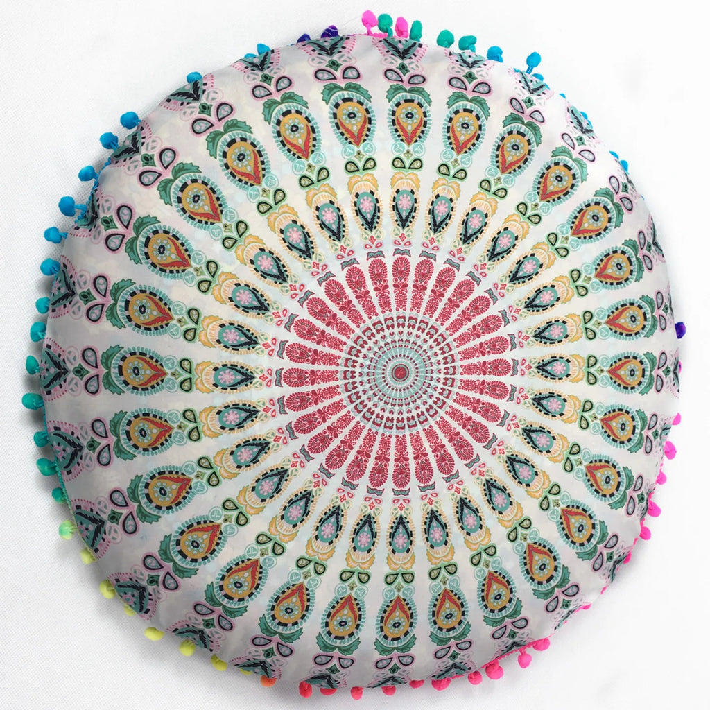 Moroccan Mandala Floor Cushion Cover — Round Bohemian Tatami Seat Cover