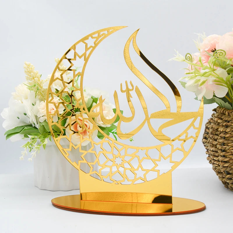 Ramadan & Eid Acrylic Tabletop Ornament – Islamic Home Décor Stand