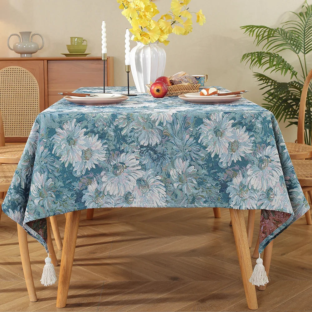 Moroccan Floral Tablecloth — Vintage Pattern Rectangular Table Cover