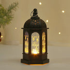 Ramadan LED Lantern — Etched Islamic Motif Table Decor