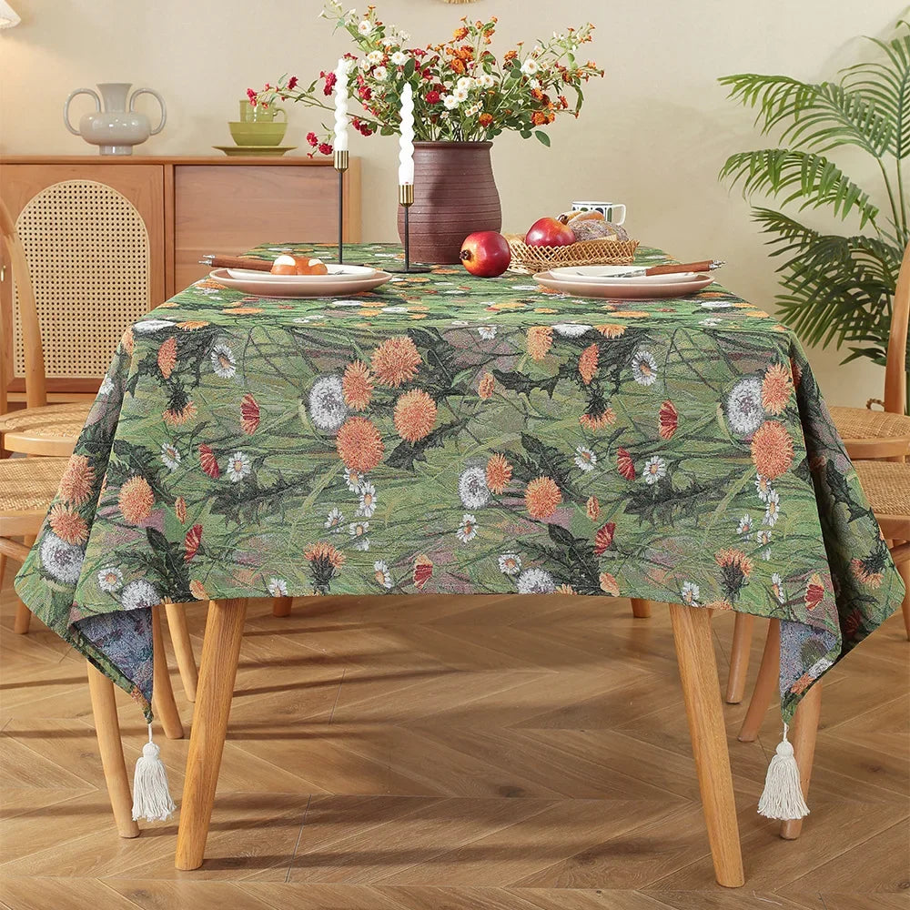 Moroccan Floral Tablecloth — Vintage Pattern Rectangular Table Cover