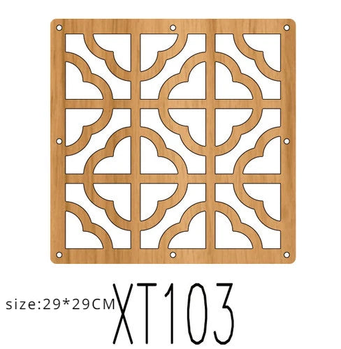 10pcs Room Hanging Screen Partition Guest Room Divider Panel wooden color Living Room Office Simple Hollowing Screen