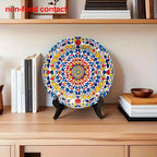 Moroccan Mandala Ceramic Plate — Geometric Hanging Wall Art