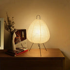 Japanese Rice Paper Table Lamp — Tripod Lantern Light, 3 Light Colors