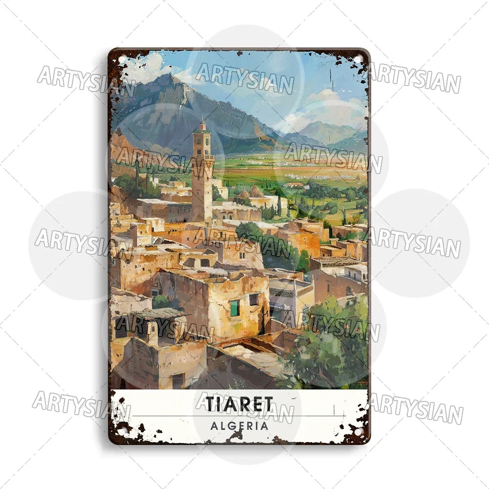 Maghreb Cityscape Metal Sign — North African Travel Wall Décor
