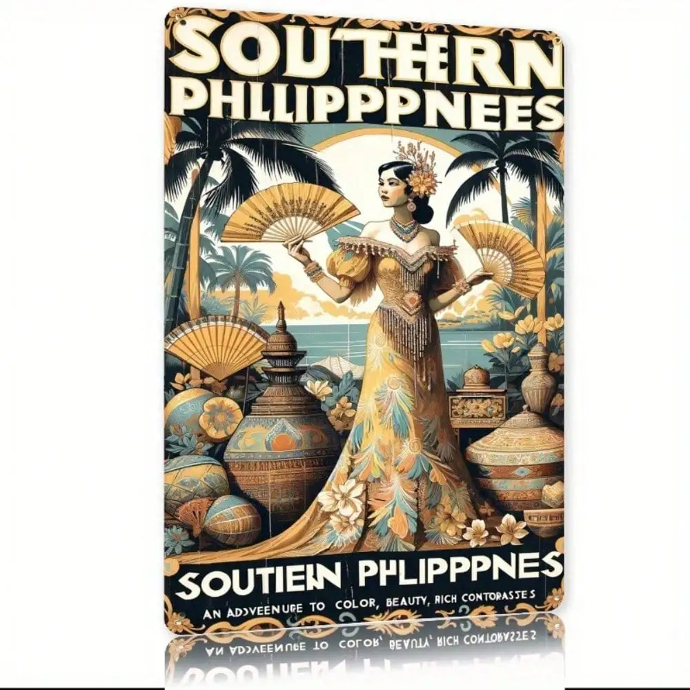 Vintage Philippines Metal Sign Tropical Beach Wall Art Decor