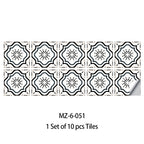 10pcs Blue & Gray Matte Surface Wall Sticker Film For Tiles /Ground in Kitchen Backsplash Floor PVC Art Wallpaper Peel & Stick