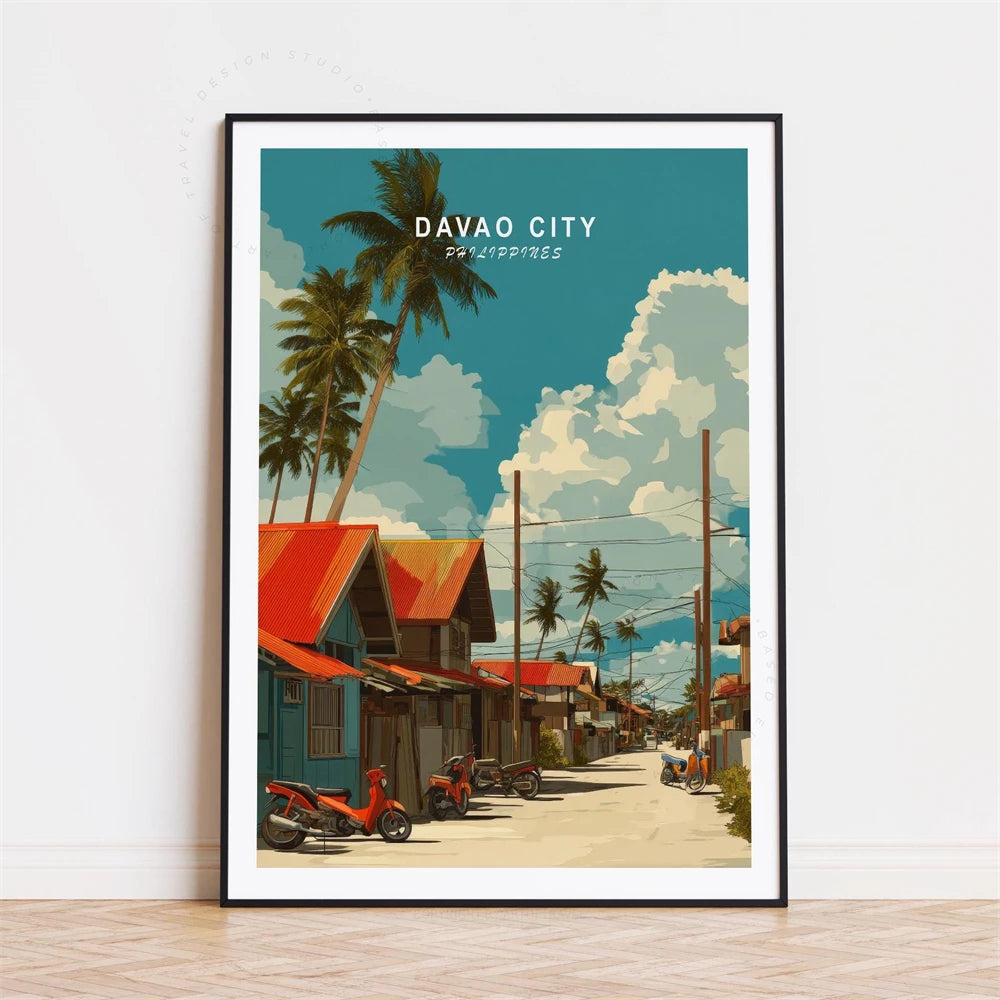 Philippine Vintage Travel Poster Canvas Print — Manila, Davao, Banaue & Coron Wall Art