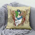 Lucky Cat & Mount Fuji Cushion Cover — Japanese Art Pillow