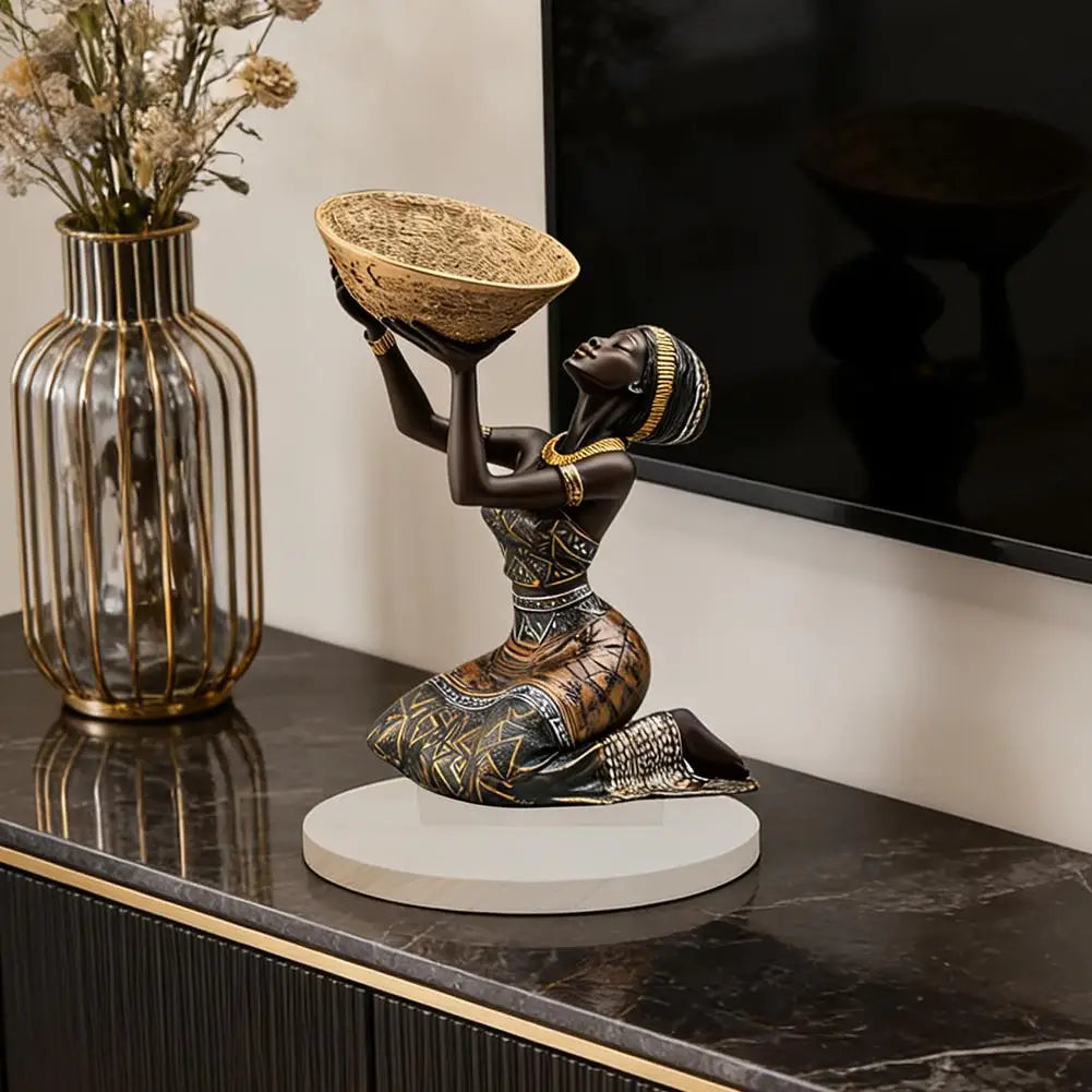 African Woman Tabletop Ornament — Art Deco Acrylic Figure