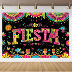 Mexican Fiesta Photo Backdrop — Cinco de Mayo Cactus & Guitar Party Banner