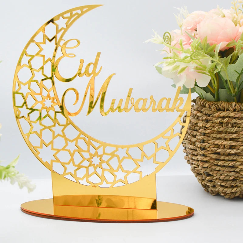 Ramadan & Eid Acrylic Tabletop Ornament – Islamic Home Décor Stand