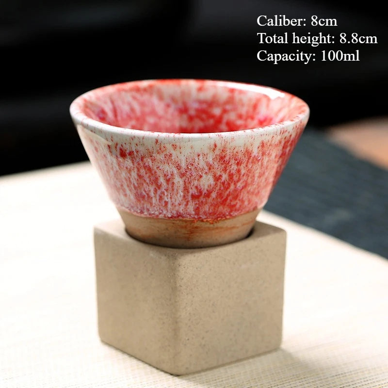 Japanese Style Retro Ceramic Coffee Cup Rough Pottery Tea Cup Latte Pull Flower Porcelain Cup Pottery Mug For Home Coffee Mug