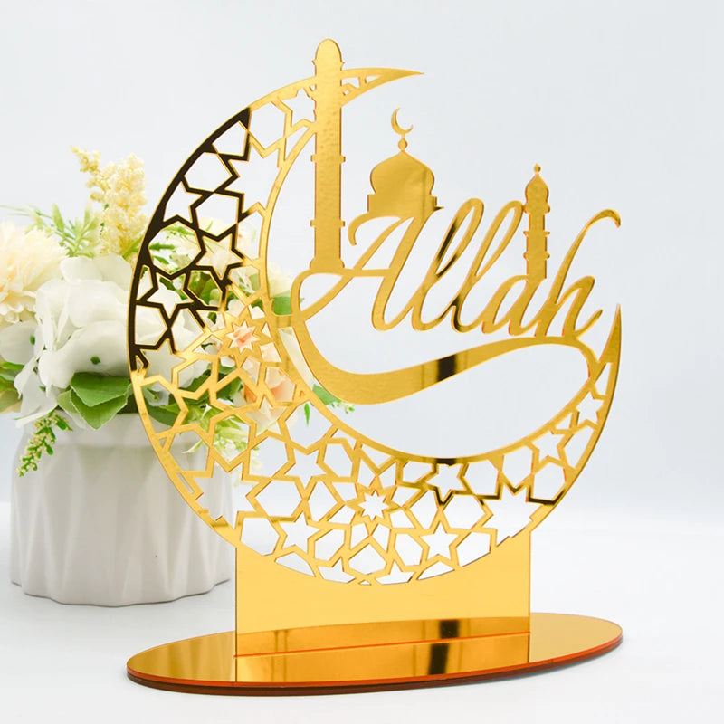 Ramadan & Eid Acrylic Tabletop Ornament – Islamic Home Décor Stand
