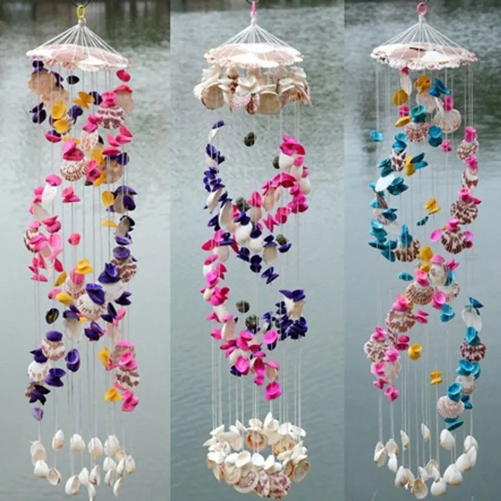 Colorful Shell Wind Chimes Yard Hanging Decor Exquisite White Wind Bell Pendant Birthday Gifts Crafts Gift Hanging Ornament