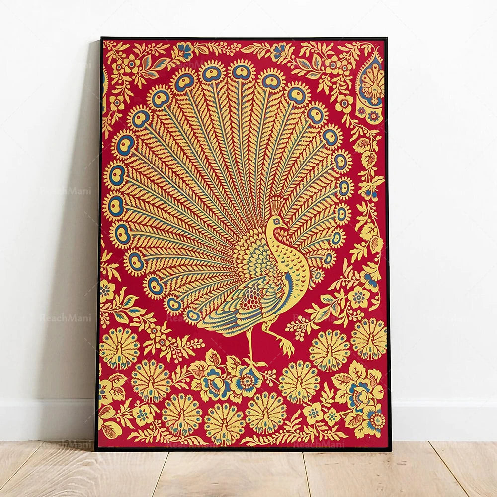 Rajasthani Peacock Canvas Print — Indian Wall Art