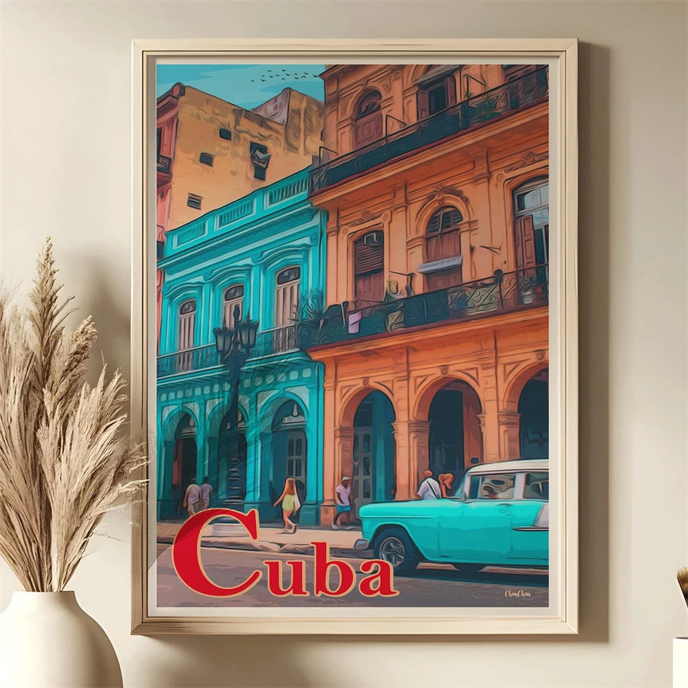 Havana Cuba Travel Poster Canvas Print — Latin Heritage Wall Art